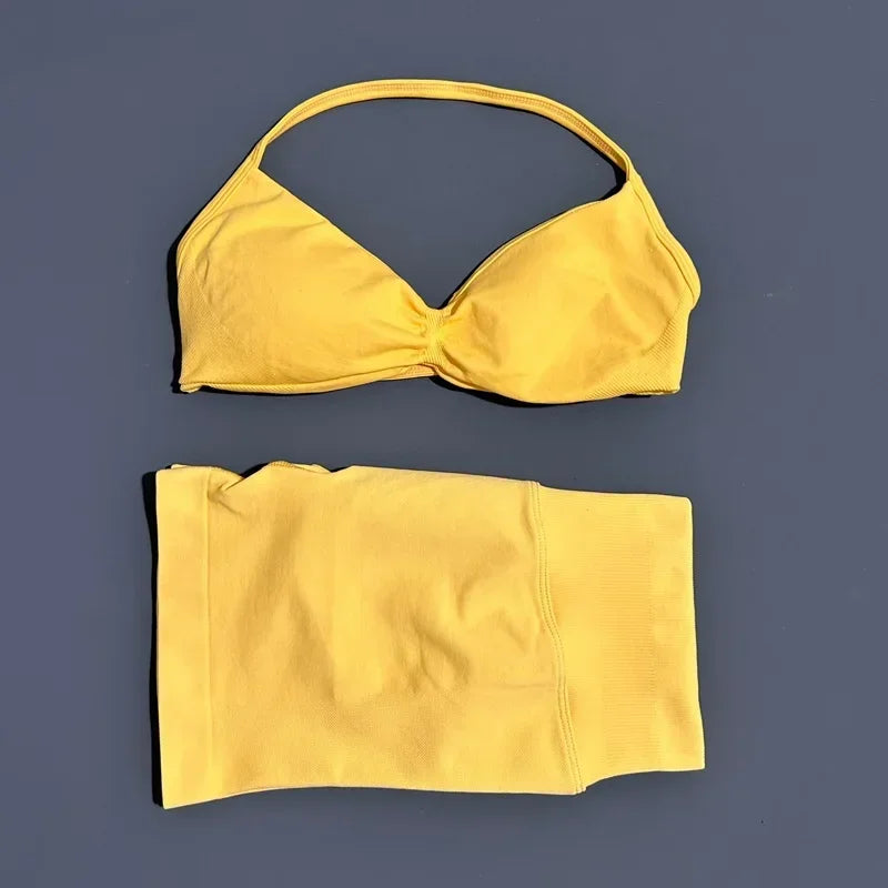 2 Piece Yoga Sets Women  Low Waist Seamless Push Up Bra Scrunch Butt Lift No Digging Comfortable Gym Running Tracksuits