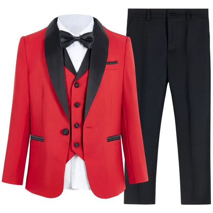 Multi-colors Boys Formal Suit Set 4 Pieces 3-14T Fast Delivery Kids Slim Fit Suits Wedding Ring Bearer Outfit Handsome Tuxedo