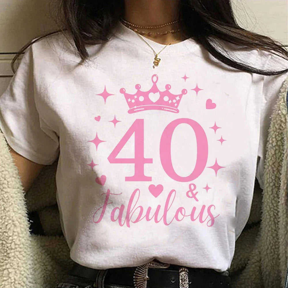 40 Ans 40th Years Birthday t shirt women Y2K Japanese Tee female graphic comic clothing