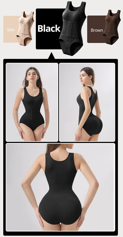 Woman Slim Bodysuit Shapewear with Zipper Belt Women Tummy Control Fajas Body Shaper Waist Trainer Slimming Cincher Corset Tops