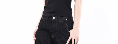 American Retro Deconstructed Bla Knife  Jeans Women's Loose Silhouette Wide Leg Floor Length Trousers Casual High Waist...