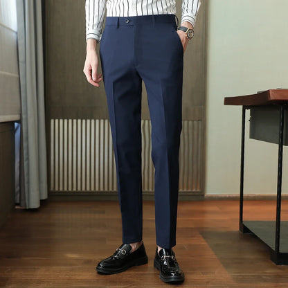 Plus size 40 38 Men Business Solid Suit Pant 2026 Spring Formal Slim Fit Wedding Trouser Mens Brand Fashion Casual Dress Pants