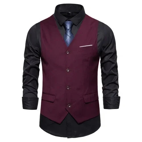 Blue Suit Vest, Men's Business Sleeveless Vests Jacket, Asian size S-6XL, Wedding Party Waistcoat, Red Purple Black Gray