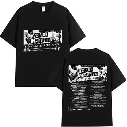 Rapper Dani Martin Tour 2025-2026 Merch T Shirts Men's Pop Music Clothing Short Sleeve T-shirt Man Hip Hop Gothic Vintage Tshirt
