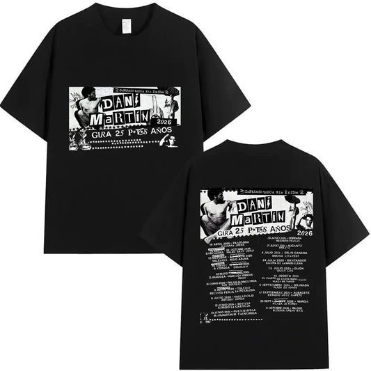 Rapper Dani Martin Tour 2025-2026 Merch T Shirts Men's Pop Music Clothing Short Sleeve T-shirt Man Hip Hop Gothic Vintage Tshirt
