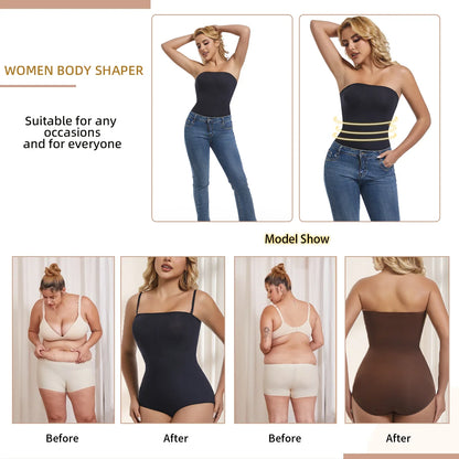 Women Seamless Strapless Bodysuits Tude Tops Bodyshaper Compression Waist Trainer Shapewear Push Up Butt Lifter Backless Shaper