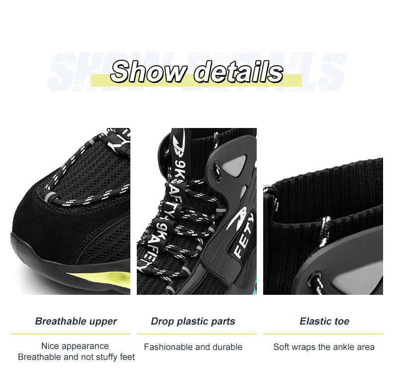 European Plus Size 50 Newest Design Men Wrok Safety Boots Anti-smash Steel Toe Cap Indestructible Construction Industry Shoes