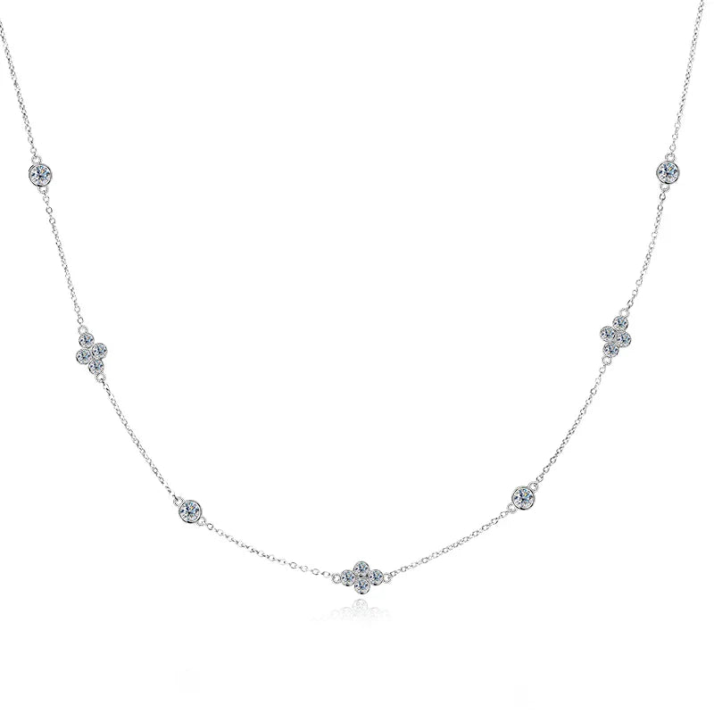 3mm&2mm Moissanite Choker Necklaces Collar Plata 925 Sterling Silver Clavicle Chain Necklace For Women Neck Jewellry Gift