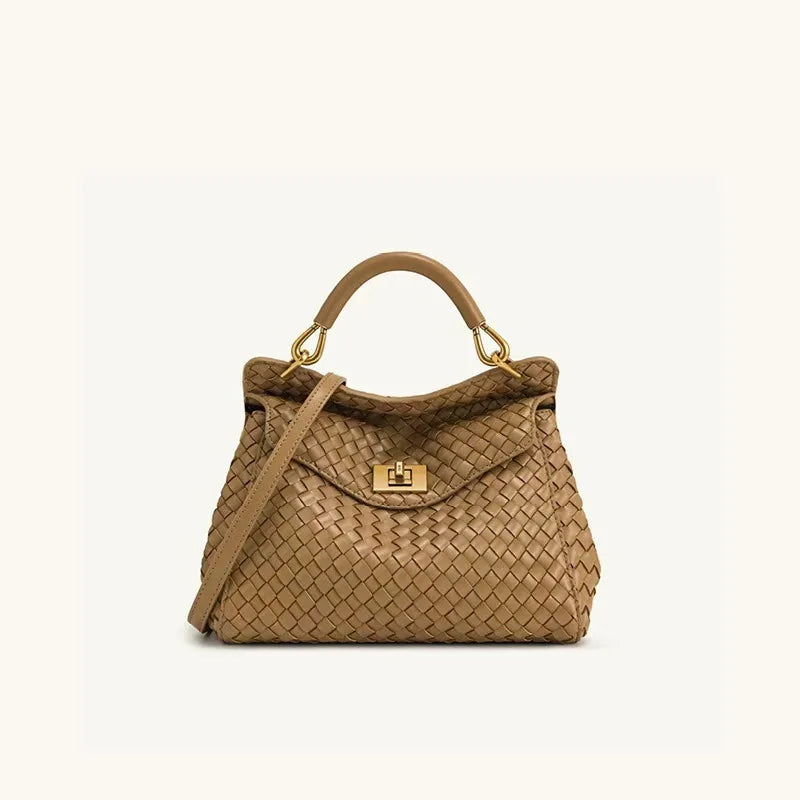 Lucia Elegant Buckle Genuine Leather Handbag for Women, Urban Casual Commuter Shoulder and Crossbody Bag