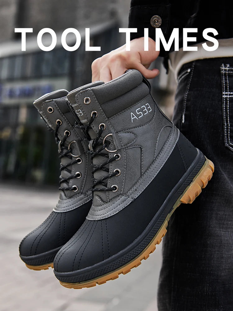 Plus Size 48 Outdoor Men Boots Winter Snow Boots for Men Training Work Boots Waterproof Slip-Resistant Keep Warm Winter Shoes
