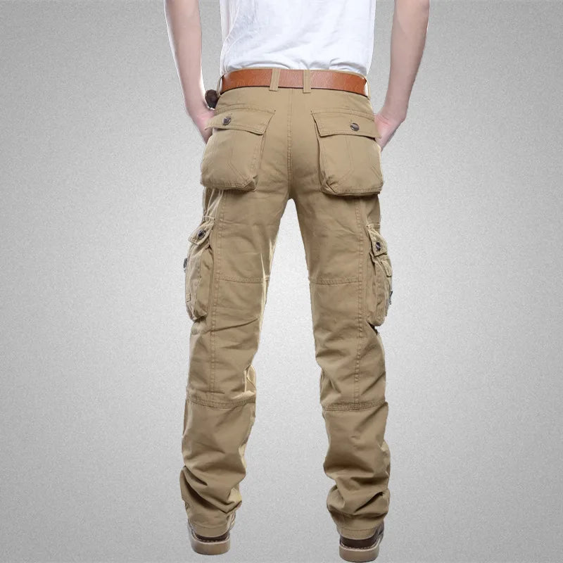 Winter Cargo Pant Men Straight Leg Fit Brushed Trouser Male Cotton Fleece Lined Warm Pocket Work Black Elegant Military Tactical