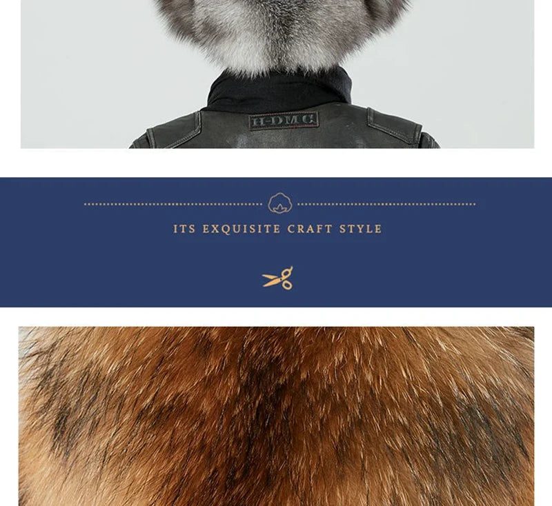Real Fur 100% Fox Skin Russian Businessmen Pilot Bombers Full Mao Men's hat Ushanka Winter Ear Guard Hat Raccoon Fur Beanie hat