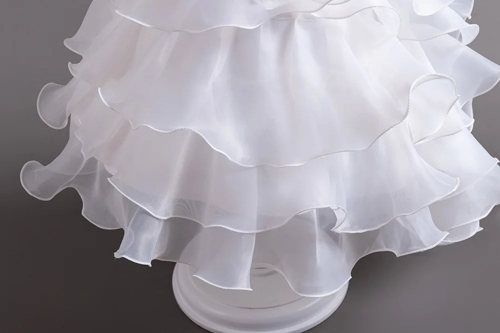New Girls Elegant Princess Dress Embroidered Sequins Birthday Ball Evening Dress Party Fluffy Cake Dress 4-12 Years Old clothin
