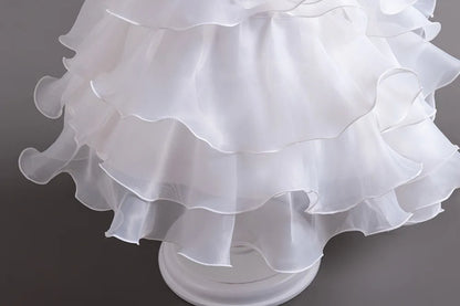 New Girls Elegant Princess Dress Embroidered Sequins Birthday Ball Evening Dress Party Fluffy Cake Dress 4-12 Years Old clothin