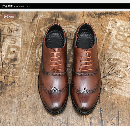 Men's Black Brogue Oxford Shoes Formal Dress Shoes for Business Wedding Red Sole Comfortable Lace-up Footwear