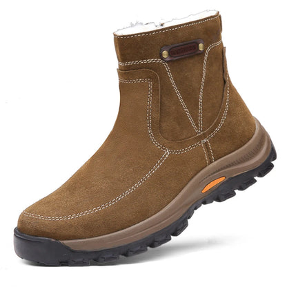Men's sheepskin and wool integrated snow boots, real leather and fur, winter thick and warm boots slip resistance for Men's ﻿