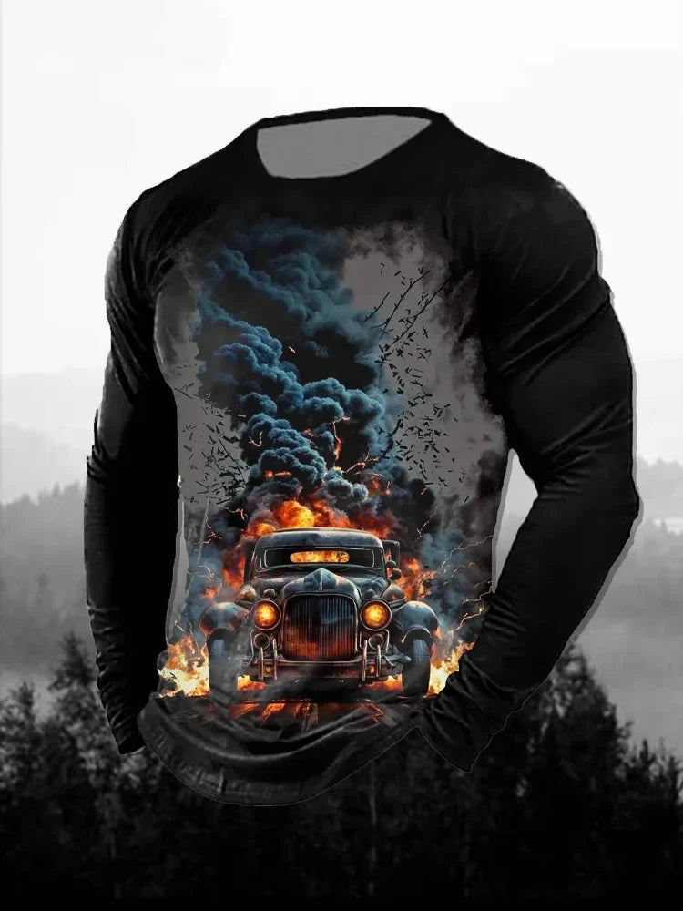 Fashion Skull Pattern 3D Printed Men's T-Shirt Casual outdoors Long Sleeve T-Shirt Unisex Autumn Unisex T-Shirt Men's Clothing