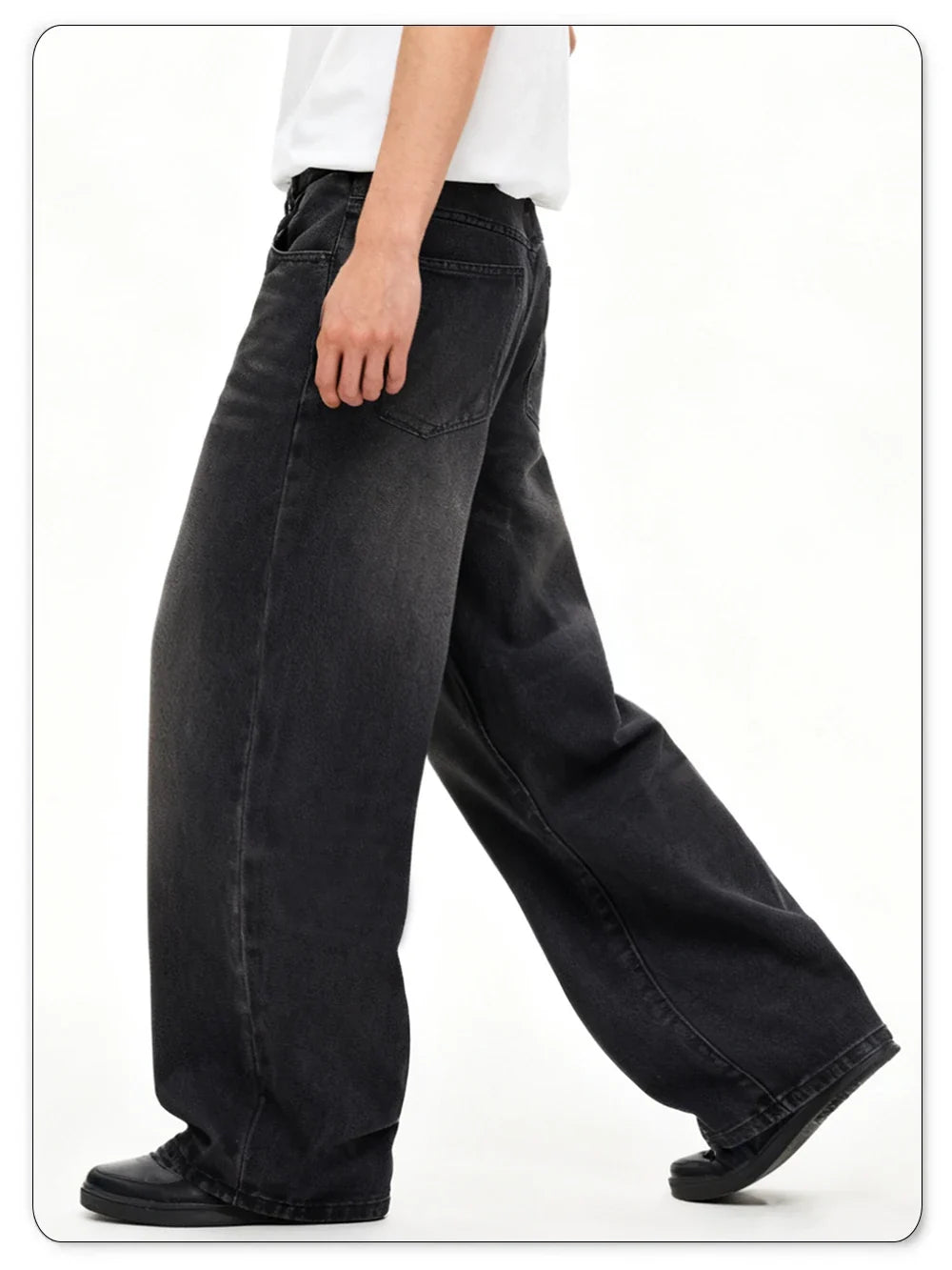 Four Season Men's Jeans Korean Version Student Casual Pant American Retro Gray Black Loose Wide Leg Jean Baggy Men's Denim Pants