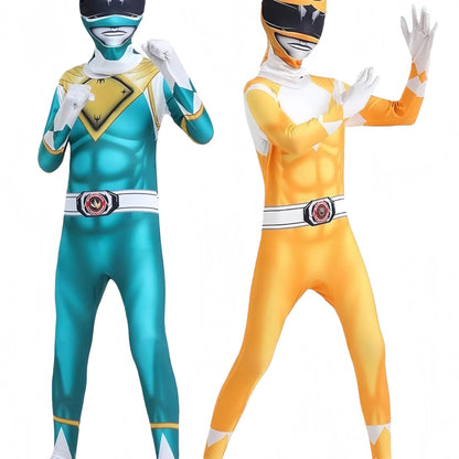 Morpher Power Superhero Cosplay Costume Kids Alpha Samurai Sentai Shinkenger Rangers Cosplay Halloween Party Jumpsuit Mask Suit