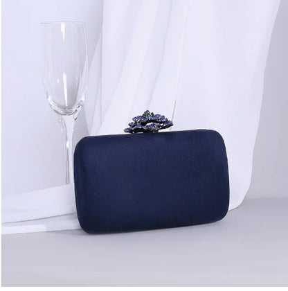 New Winter Velvet Clutch Bag  Diamond Flower Lock Elegant Evening Bag Luxury Designer Purse Wedding Chain Clutch