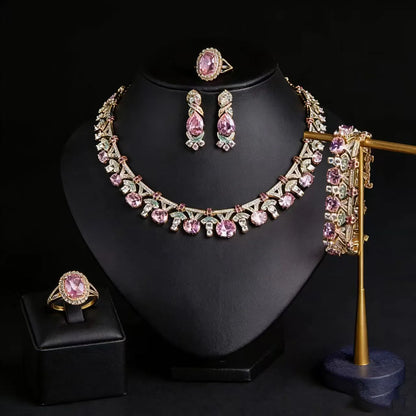 Pop Hot Stereo Jewelry Oil Painting Necklace Earrings Premium Multi-Color 2-Piece Wedding Travel Women's Holiday Gift M-1000