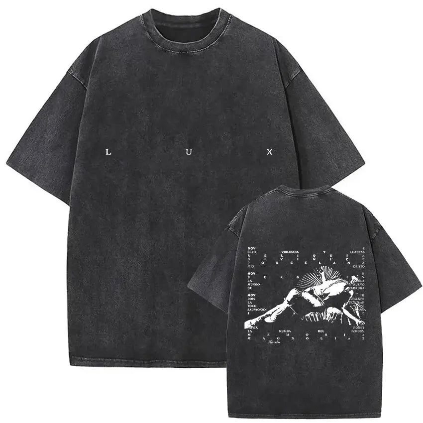 Rosalia Lux Tour Album 2025 Vintage Washed T Shirts Men Women Casual Oversized Cotton T-shirt Fashion Pop Print Clothing Tshirt