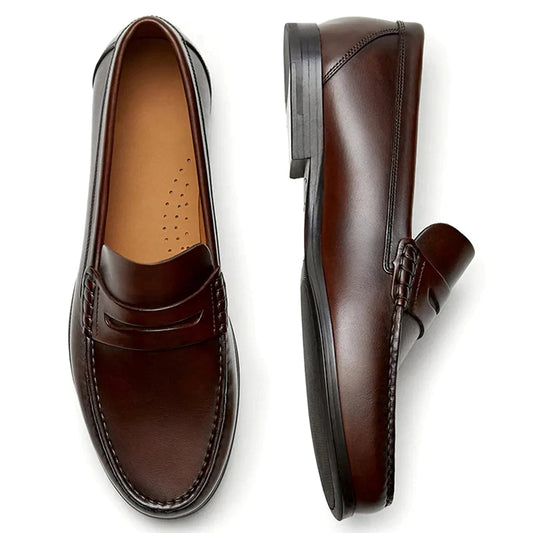 Vintage Calf Leather Loafers Breathable Slip on Moccasins Driving Designer Casual Cowhide Shoes for Men