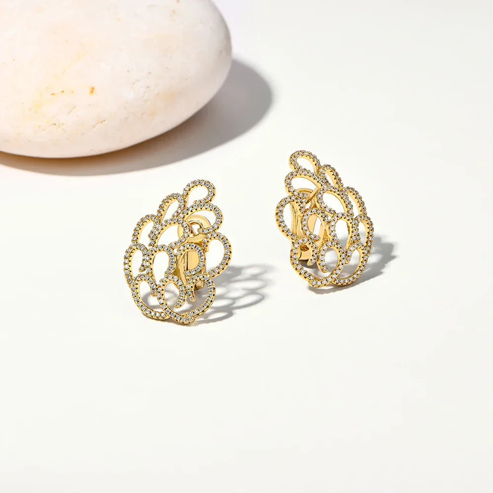 Women's Earrings For Party S925 Silver Moissanite Earrings D VVS1 Yellow Gold Plated Gifts Sparkling Jewelry