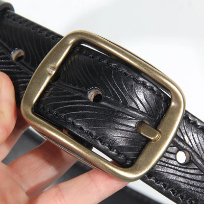 Extra Thick Double-sided Men's Belt Tactical Personalized Jeans Belt Genuine Leather Men's Pure Copper Pin Buckle Luxury Belt