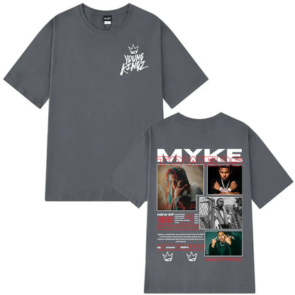 Rapper Myke Towers Graphic T-shirts Men Women Fashion Hip Hop Oversized T Shirt Comfort Cotton Short Sleeve T-shirt Streetwear
