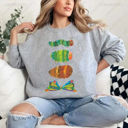 The Very Hungry Caterpillar Sweatshirt Cute Fnny Hungry Caterpillar Bookish Pullovers Man Women Retro Trend Cool Street Hoodies