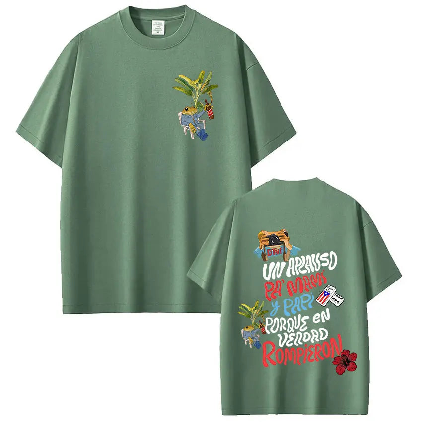 Rapper Bad Bunny T-shirt Debi Tirar Mas Fotos DTMF World Tour T Shirts Men's Clothing Fashion Hip Hop Vintage T-shirt Streetwear