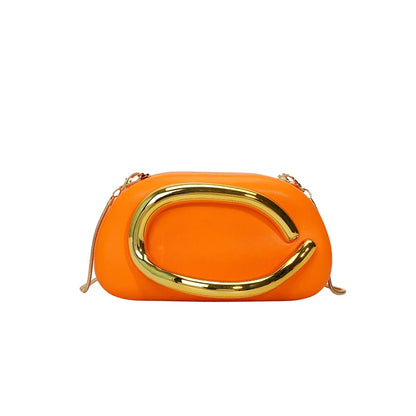 Women PU Leather Metal Handle Handbag & Removable Strap Crossbody Shoulder Bag Hand-held Shoulder Clutch Bag for Evening Dinner