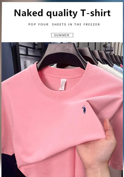 100% cotton high-end short sleeve T-shirt summer designer brand pony embroidery round neck top fashion casual golf men's wear