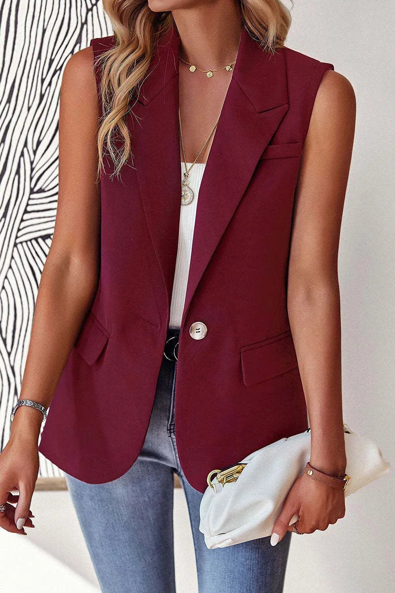 Blazer Women Clothing Coat Vest Solid Single-breasted Casual Elegant Fashion Sleeveless Solid Street Jacket Clothing New