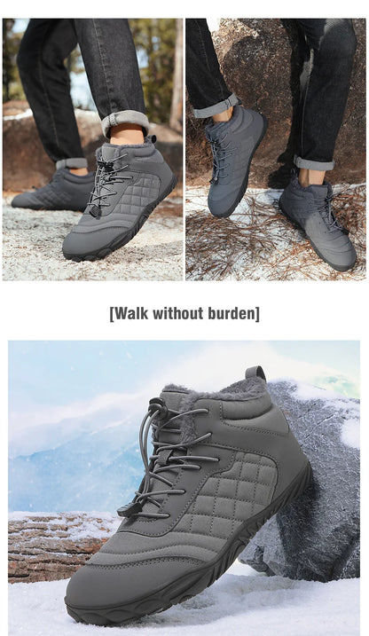 New Winter Booties Outdoor Waterproof Barefoot Boots For Men Ankle Boots Plush Warm Snow Shoes Non-slip Casual Sneakers Big Size
