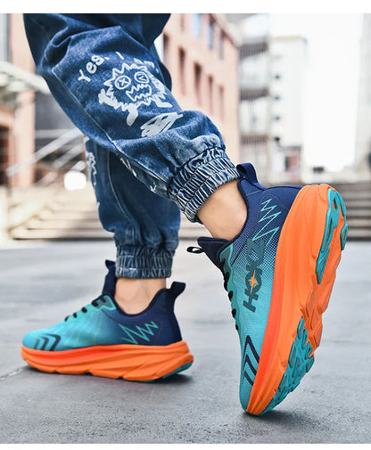 Carbon Plate Air Cushion Running Shoes for Men Soft Chunky Sneakers Women Daily Commuting Shoes Outdoor Casual Walking Shoes