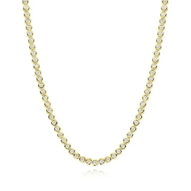 3mm Round Bubble Moissanite Tennis Necklace Bracelets Bezel Setting 925 Silver D Color Diamond Neck Chain Chokers for Women