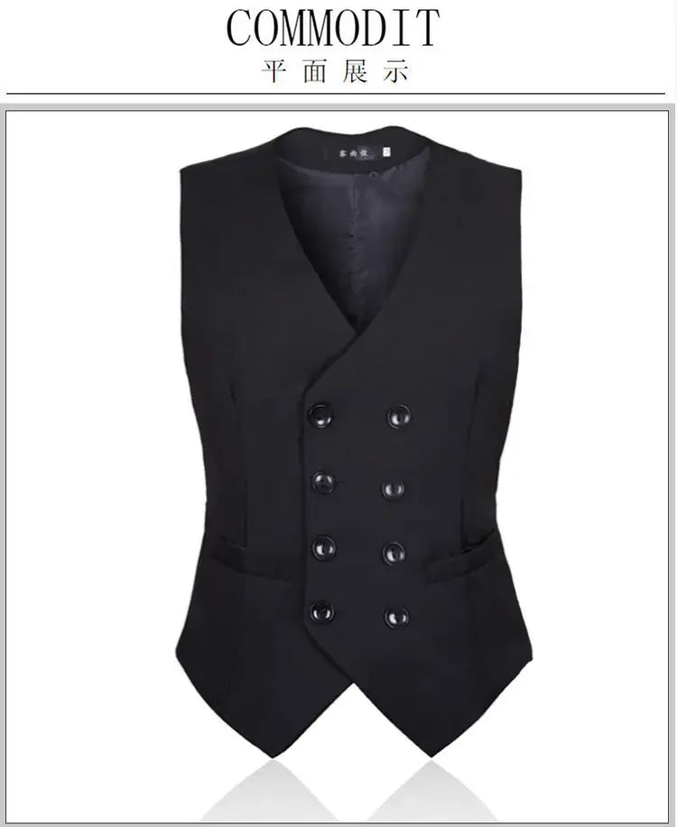 Black Mens Suit Vest Professional Men's Double Breasted Casual Vest Seasonal Men's Wedding Groomsman Suit Top Gray Vest jacket