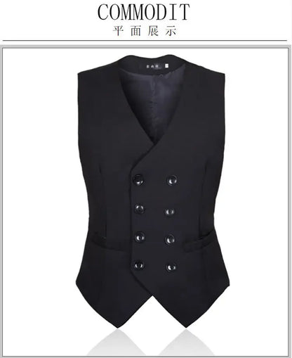 Black Mens Suit Vest Professional Men's Double Breasted Casual Vest Seasonal Men's Wedding Groomsman Suit Top Gray Vest jacket