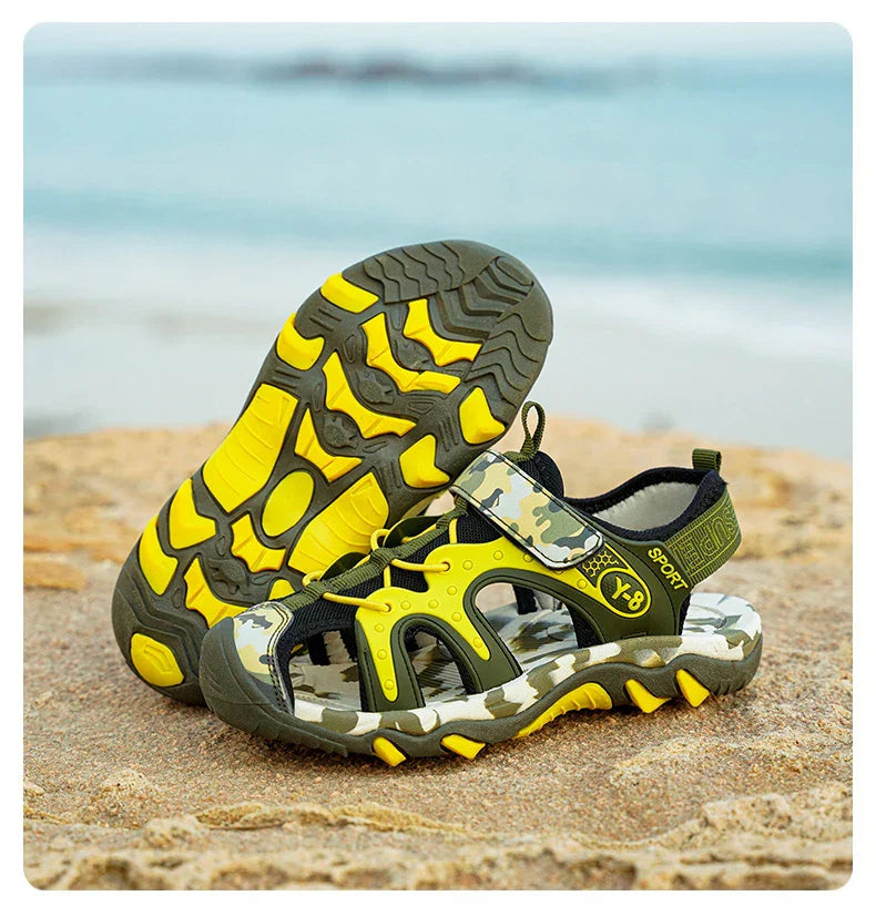 Fashion Kids Sandals Boy Water Shoes Closed Toe Rubber Sole Outdoor Hiking Sneaker Summer Sports  Beach Sandals for Boy