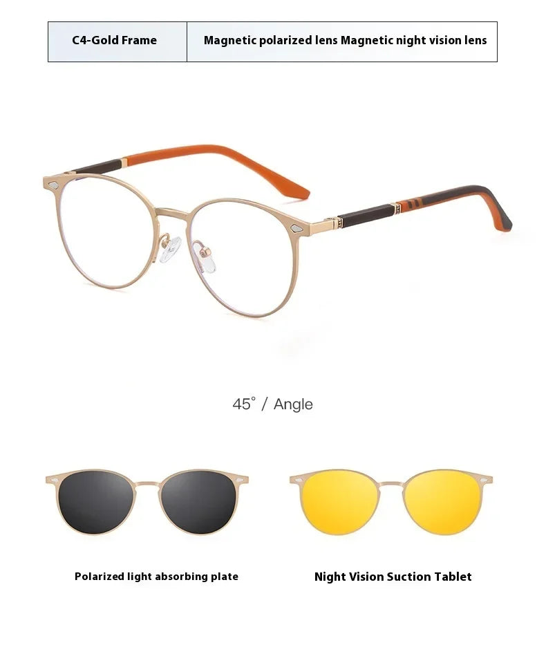 New Style 3 In 1 Metal Magnet Clip On Polarized Sunglasses Men Women Luxury Brand Design Sun Glasses Frame Eyewear UV400