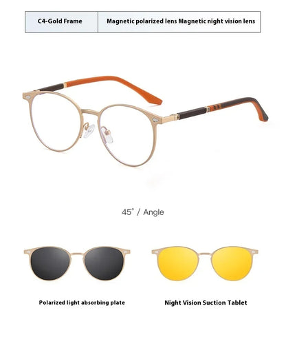 New Style 3 In 1 Metal Magnet Clip On Polarized Sunglasses Men Women Luxury Brand Design Sun Glasses Frame Eyewear UV400