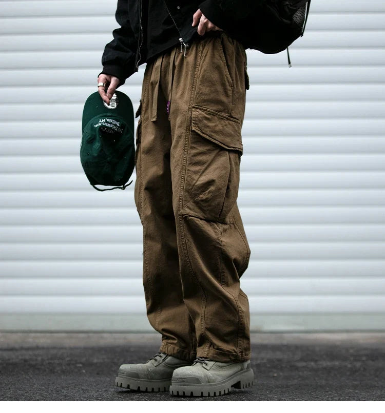 Oversized Cargo Pants For Men Multi Pocket Loose Fit Streetwear Casual American Style Korean Trendy Fashion Straight Leg Pants