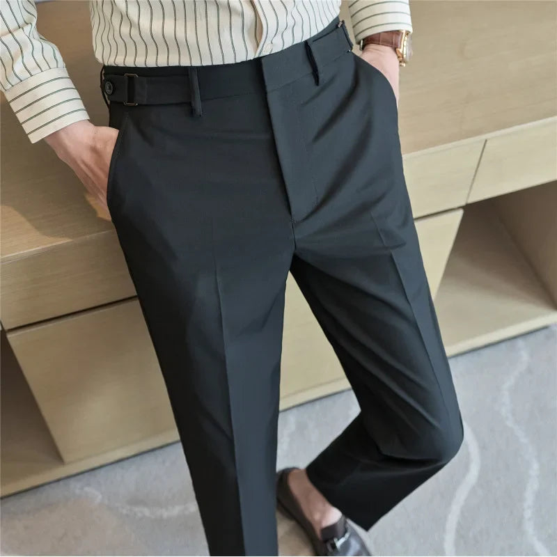 Neapolitan Fashion Business Casual Pants Men's Straight Leg Slim Fit Suit Pants Formal Office Social Wedding Dress Pants