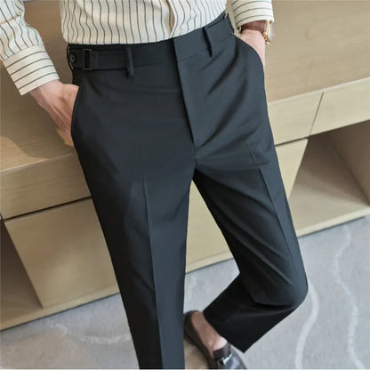 Neapolitan Fashion Business Casual Pants Men's Straight Leg Slim Fit Suit Pants Formal Office Social Wedding Dress Pants
