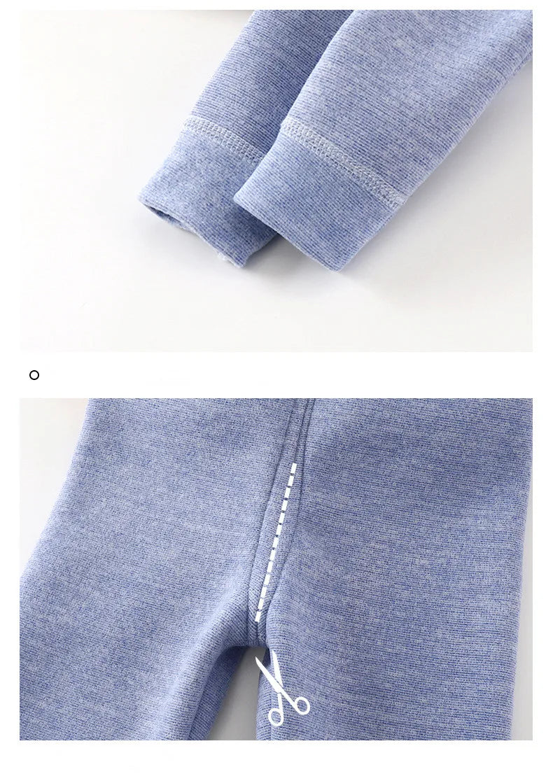 New Children's Warm Underwear Set Boys and Girls Winter Cartoon Plus Velvet Thick Round Neck Sleepwear 2PCS Set