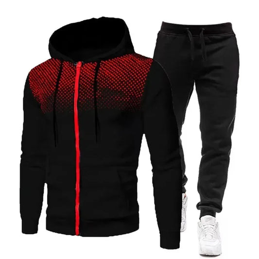 2026 Men's autumn and winter fashion sports suit zipper hooded sweatshirt and sweatpants casual fitness jogging two-piece set