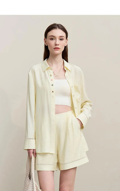 Woman Trousers 2026 Autumn New Hollow Lace Loose Shirt Separate Casual Shorts Versatile Wide-leg Women's Pants 12641014