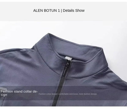 Winter Half Zipper Training Clothes Men's Velvet Warm Quick Drying Clothes Long Sleeve Autumn/Winter Running Top Outdoor Sports